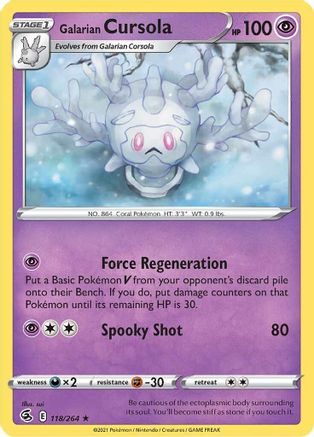 Galarian Cursola 118/264 - SWSH08 Fusion Strike Reverse Holofoil