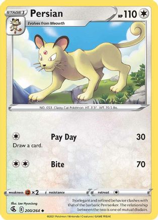 Persian 200/264 - SWSH08 Fusion Strike Reverse Holofoil