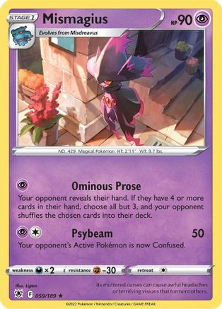 Mismagius 59/189 - SWSH10 Astral Radiance Reverse Holofoil