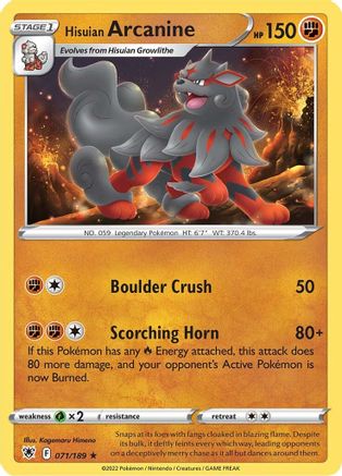 Hisuian Arcanine 71/189 - SWSH10 Astral Radiance