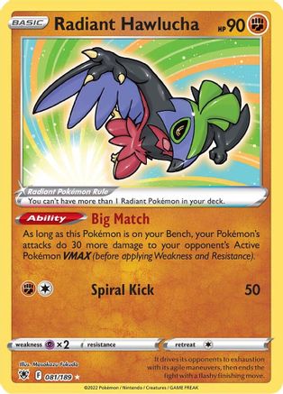 Radiant Hawlucha 81/189 - SWSH10 Astral Radiance Holofoil