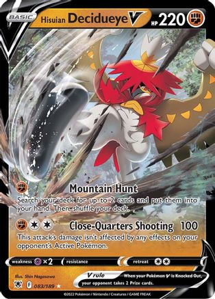 Hisuian Decidueye V 83/189 - SWSH10 Astral Radiance Holofoil