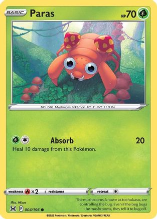 Paras 4/196 - SWSH11 Lost Origin Reverse Holofoil