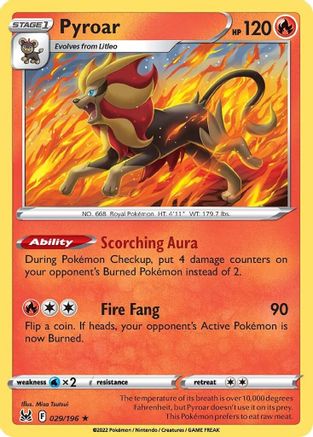 Pyroar 29/196 - SWSH11 Lost Origin Reverse Holofoil