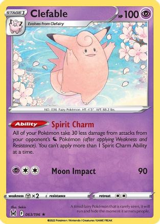 Clefable 63/196 - SWSH11 Lost Origin Reverse Holofoil