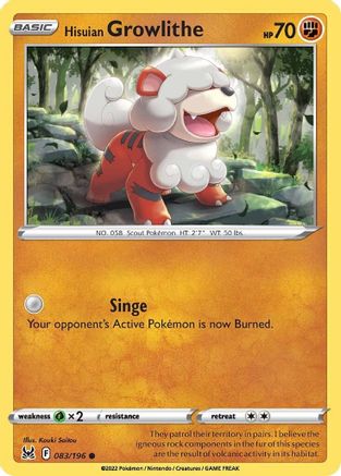 Hisuian Growlithe 83/196 - SWSH11 Lost Origin