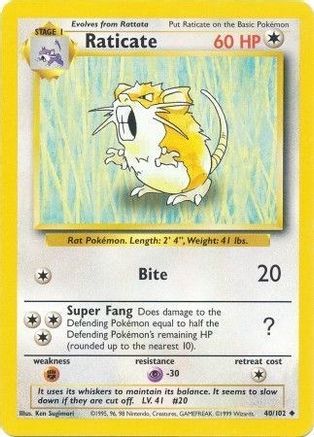 Raticate 40/102 - Base Set