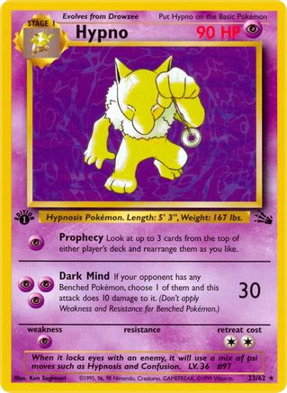 Hypno (23) 23/62 - Fossil 1st Edition