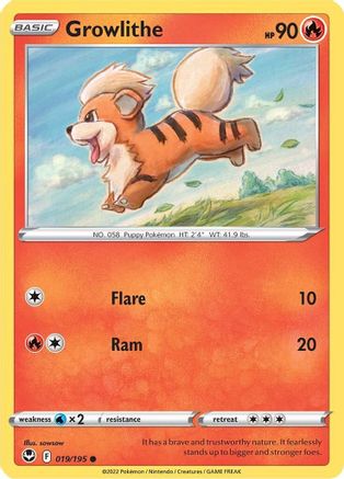 Growlithe 19/195 - SWSH12 Silver Tempest Reverse Holofoil