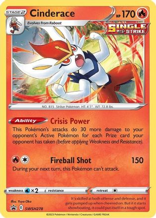 Cinderace - SWSH278 SWSH278/307 - SWSH Sword & Shield Promo Cards Holofoil