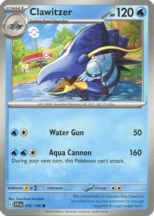 Clawitzer 50 - SV01 Scarlet & Violet Base Set Reverse Holofoil