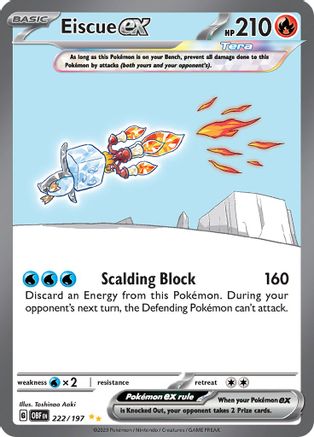 Eiscue ex - 222/197 222 - SV03 Obsidian Flames Holofoil