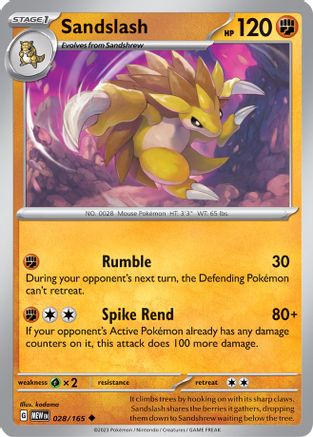 Sandslash 28 - SV Scarlet & Violet 151 Reverse Holofoil