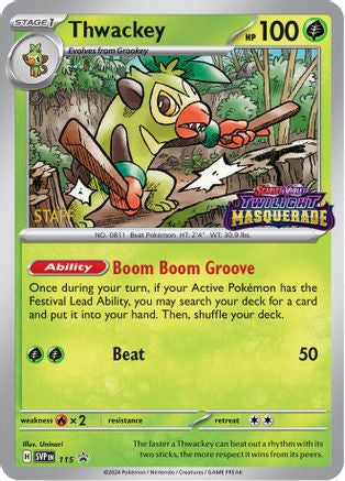 Thwackey - 115 (Prerelease) [Staff] 115 - SV Scarlet & Violet Promo Cards Holofoil