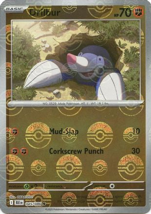 Drilbur - 048/086 (Poke Ball Pattern) 48 - SV Black Bolt Holofoil