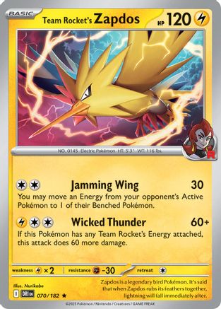 Team Rocket's Zapdos 70 - Deck Exclusives