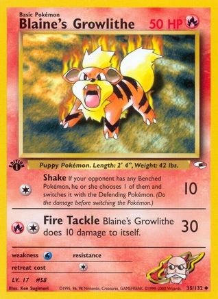 Blaine's Growlithe (35) 35/132 - Gym Heroes 1st Edition