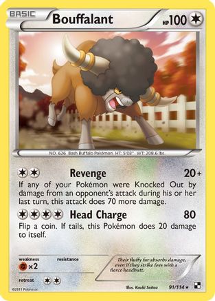 Bouffalant (91) 91/114 - Black and White Reverse Holofoil