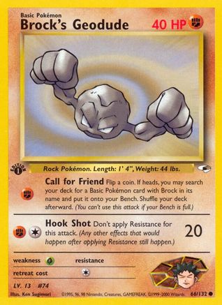 Brock's Geodude (66) 66/132 - Gym Heroes 1st Edition