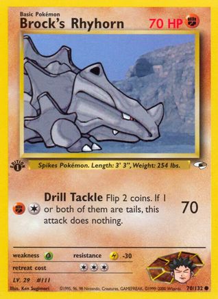 Brock's Rhyhorn (70) 70/132 - Gym Heroes 1st Edition