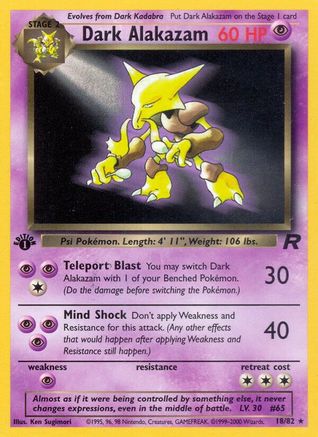 Dark Alakazam (18) 18/82 - Team Rocket 1st Edition