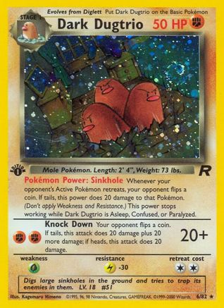 Dark Dugtrio (6) 6/82 - Team Rocket 1st Edition Holofoil