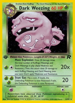 Dark Weezing (14) 14/82 - Team Rocket 1st Edition Holofoil