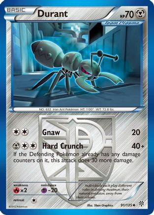 Durant (Team Plasma) (91) 91/135 - Plasma Storm Reverse Holofoil