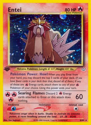 Entei (6) 6/64 - Neo Revelation 1st Edition Holofoil