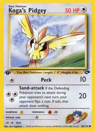 Koga's Pidgey (80) 80/132 - Gym Challenge Unlimited