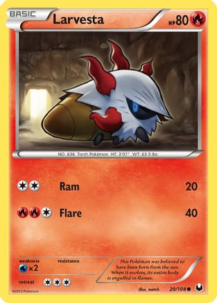 Larvesta (20) 20/108 - Dark Explorers Reverse Holofoil
