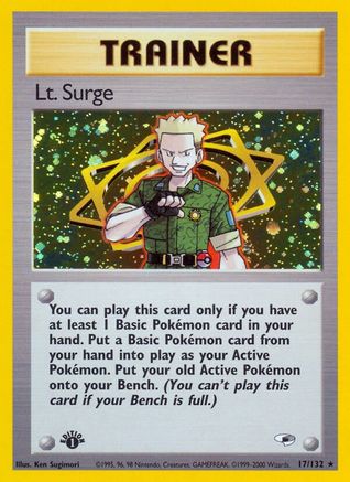 Lt. Surge (17) 17/132 - Gym Heroes 1st Edition Holofoil