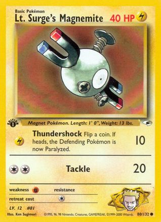 Lt. Surge's Magnemite (80) 80/132 - Gym Heroes 1st Edition