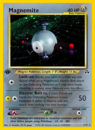 Magnemite (7) 7/75 - Neo Discovery 1st Edition Holofoil