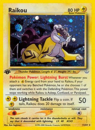 Raikou (13) 13/64 - Neo Revelation 1st Edition Holofoil