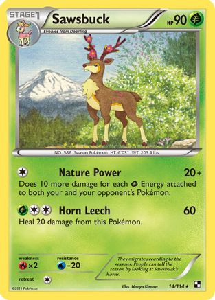 Sawsbuck 14/114 - Black and White Reverse Holofoil