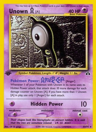 Unown [A] (33) 33/75 - Neo Discovery 1st Edition