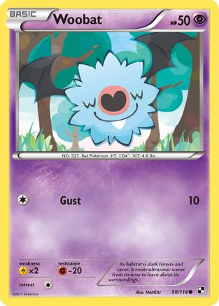 Woobat 50/114 - Black and White Reverse Holofoil