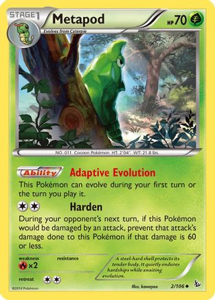 Metapod 2/106 - XY  Flashfire Reverse Holofoil