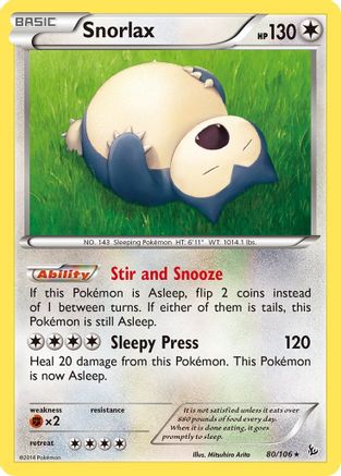 Snorlax 80/106 - XY  Flashfire Reverse Holofoil