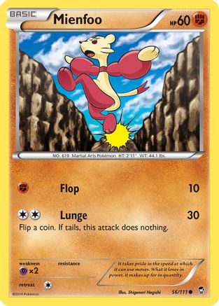 Mienfoo 56/111 - XY  Furious Fists Reverse Holofoil