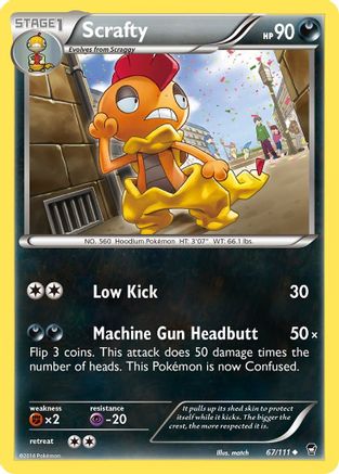 Scrafty 67/111 - XY  Furious Fists Reverse Holofoil