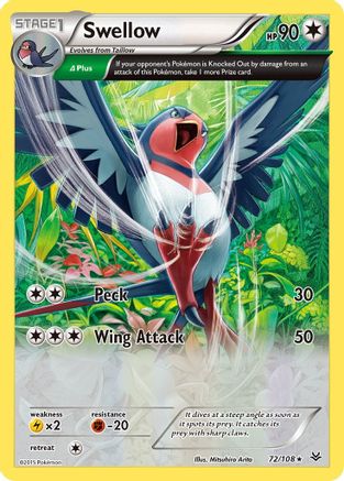 Swellow (72 Delta) 72/108 - XY  Roaring Skies Holofoil