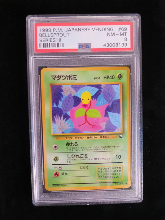 Bellsprout 69 Japanese Vending Series 3 PSA 8 Graded Pokemon Card