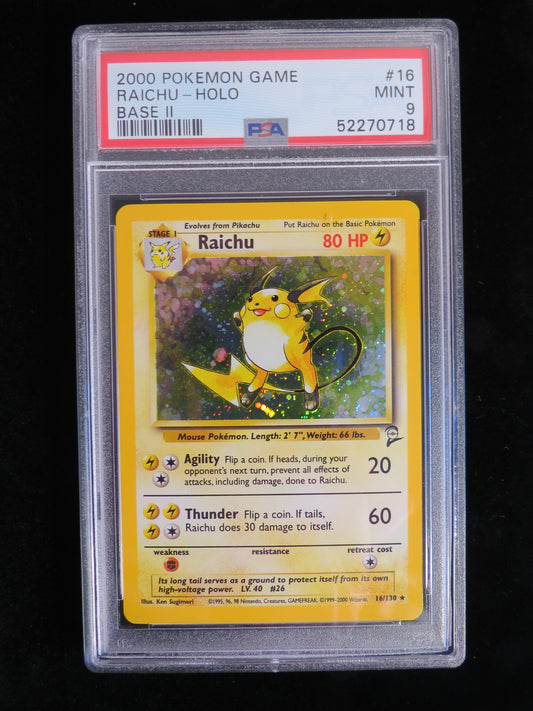Raichu Holo 16/130 Base Set 2 PSA 9 Graded Pokemon Card