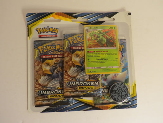 Unbroken Bonds 3 Pack Blister Sceptile Pokemon Booster Sealed