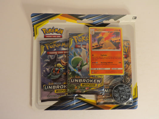 Unbroken Bonds 3 Pack Blister Typhlosion Pokemon Booster Sealed