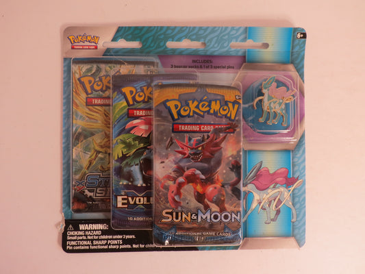Legendary Beasts Collector Pin 3 Pack Blister Suicune Pokemon Booster Sealed