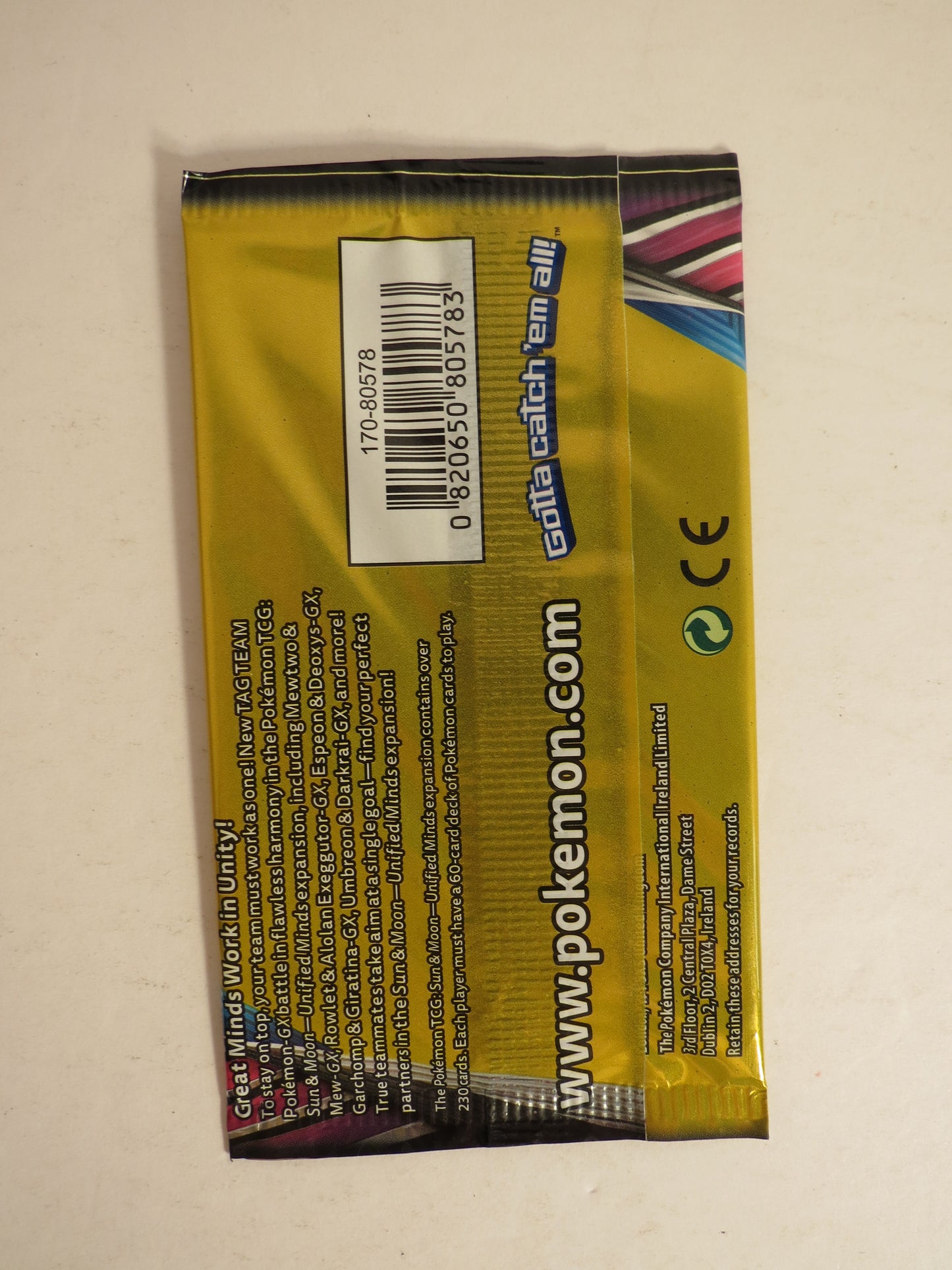 Sun & Moon Unified Minds 3 Card Booster Pack Mew and Mewtwo Art Pokemon Sealed