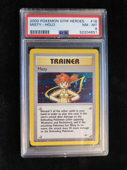 Misty Holo 18/132 Gym Heroes PSA 8 Graded Pokemon Card